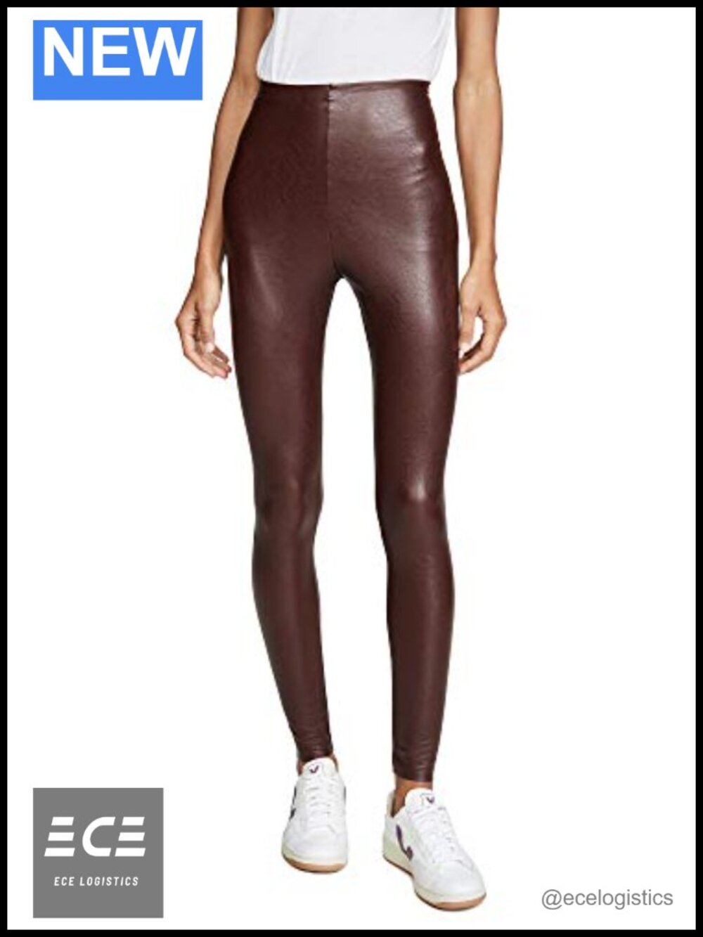 Faux Leather Leggings Pull On Mid Rise Skinny Ankle Fitted